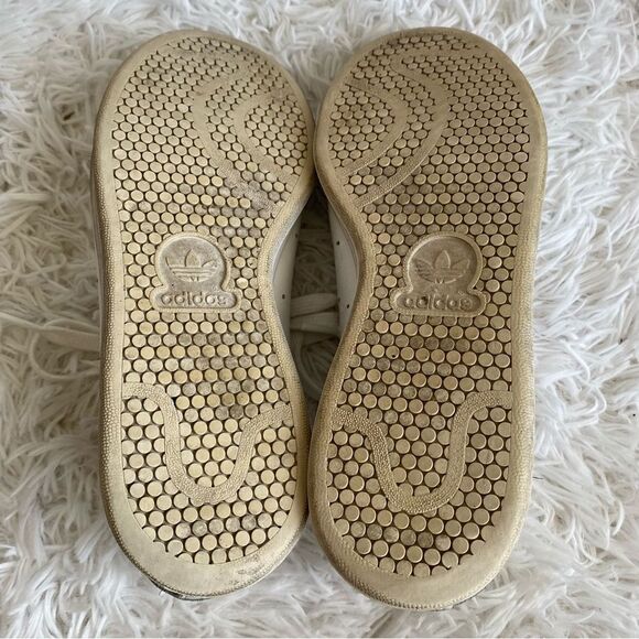 Adidas Stan Smith White Leather Sneakers with Gold Trim Size 7 - Picture 8 of 9